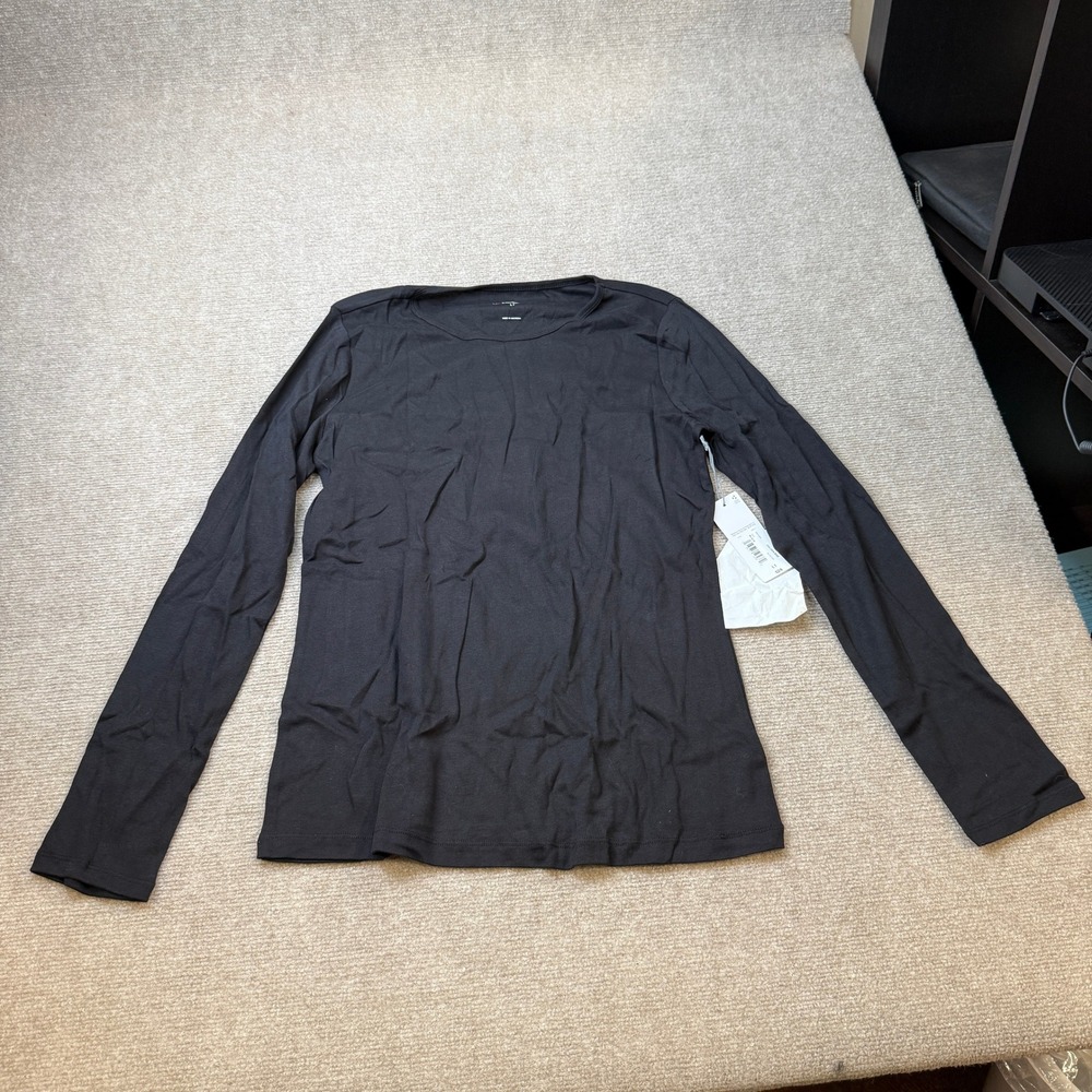 MSRP $24 Liz Claiborne Womens L Tall Black Crew Neck Long Sleeve T-Shirt